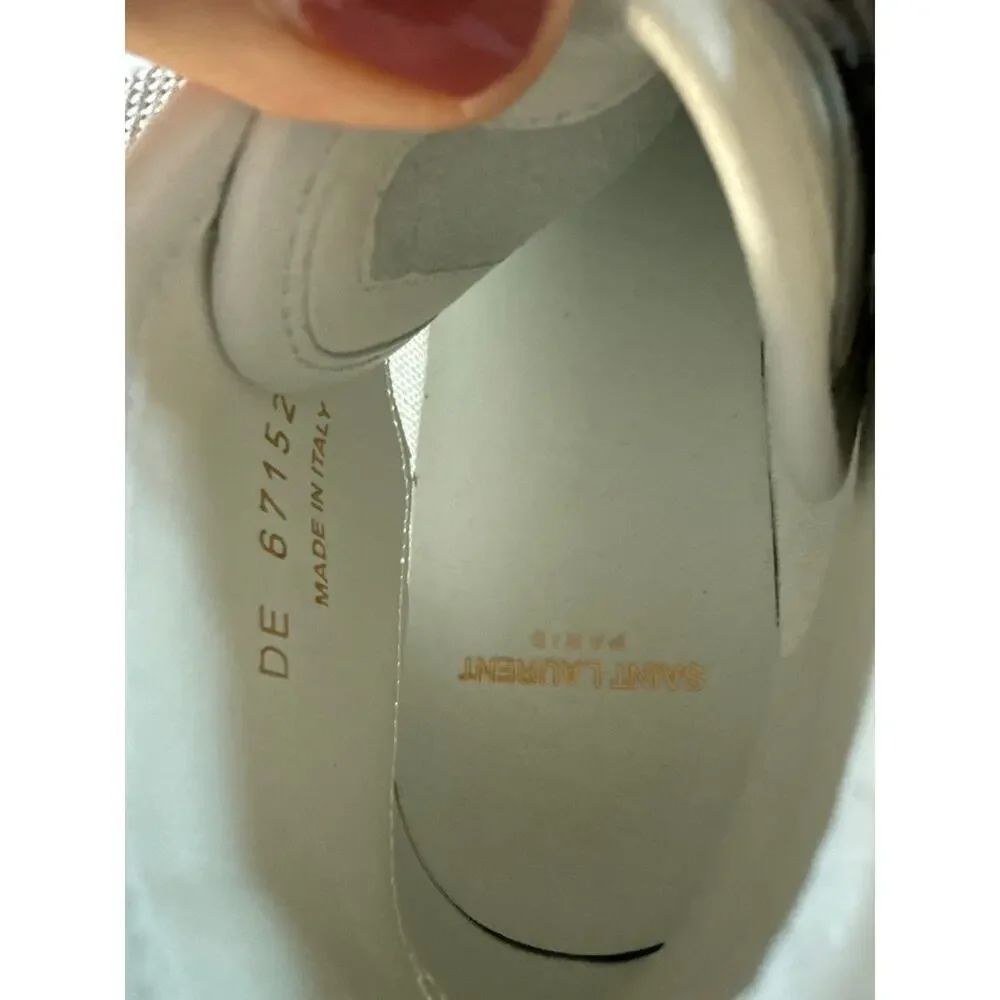 Saint Laurent White SL/39 Mid-Top Canvas Fashion Sneakers Size EU 36 US 6 - Picture 9 of 10